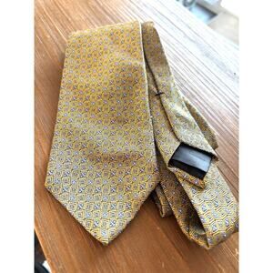 VTG Brooks Brothers Tie NWT Yellow Geometric Print 100% Italian Silk Made In USA